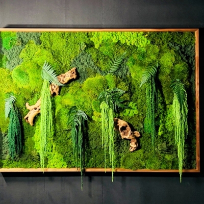 quality Logotipo personalizado Aceito Natural Preservado Moss Decoração de painel de parede para Home Office factory